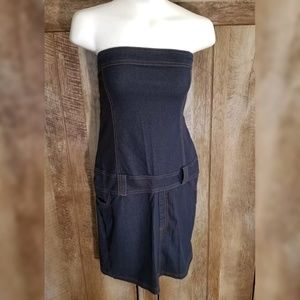 Dots denim look dress